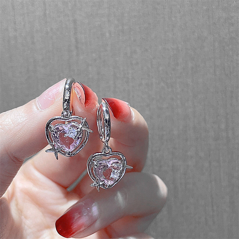Elegant Heart Drop Necklace | Fashion Peach Heart Pendant-Heart Earrings-Nora Luxe