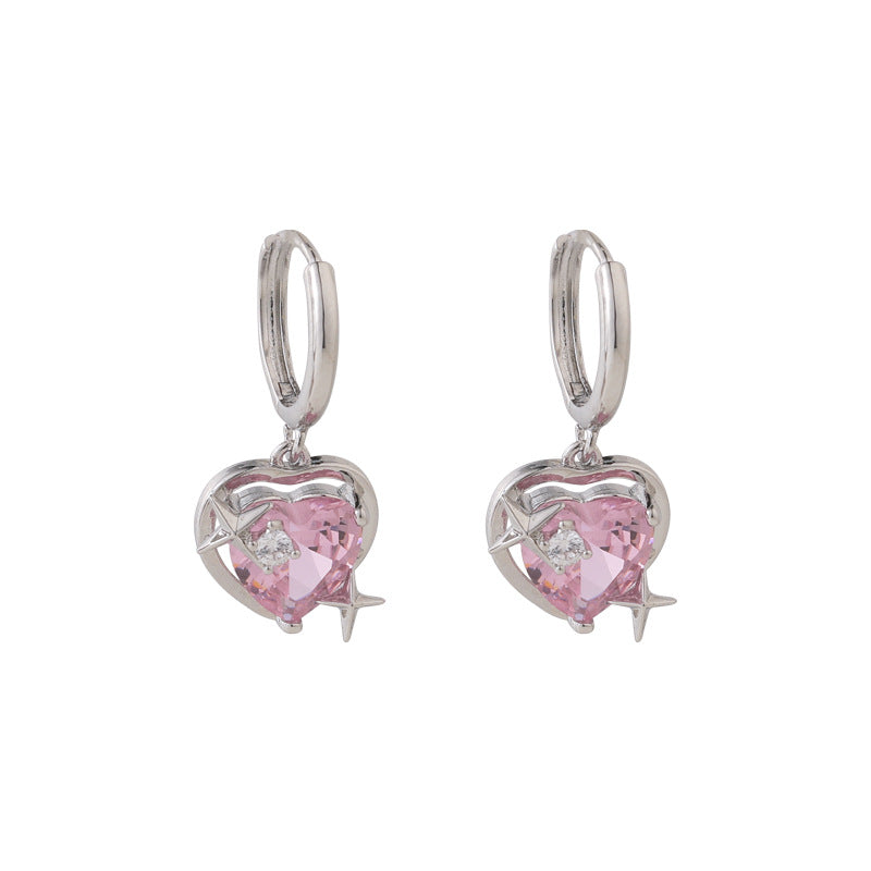 Elegant Heart Drop Necklace | Fashion Peach Heart Pendant-Heart Earrings-Nora Luxe