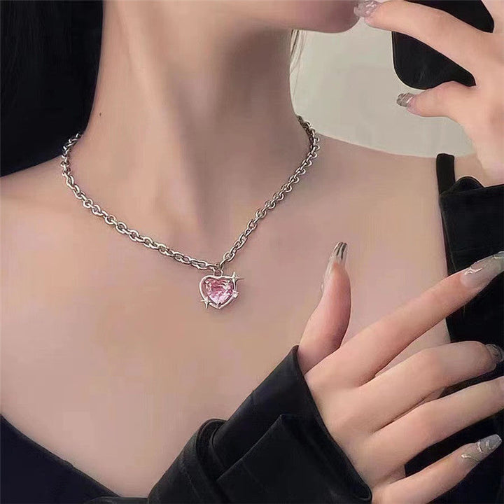 Elegant Heart Drop Necklace | Fashion Peach Heart Pendant-Heart Earrings-Nora Luxe