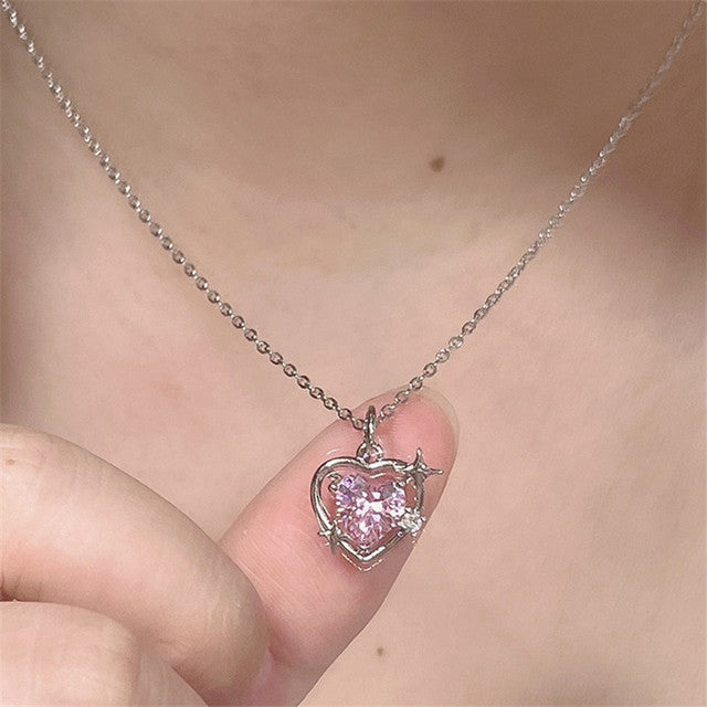 Elegant Heart Drop Necklace | Fashion Peach Heart Pendant-Heart Earrings-Nora Luxe