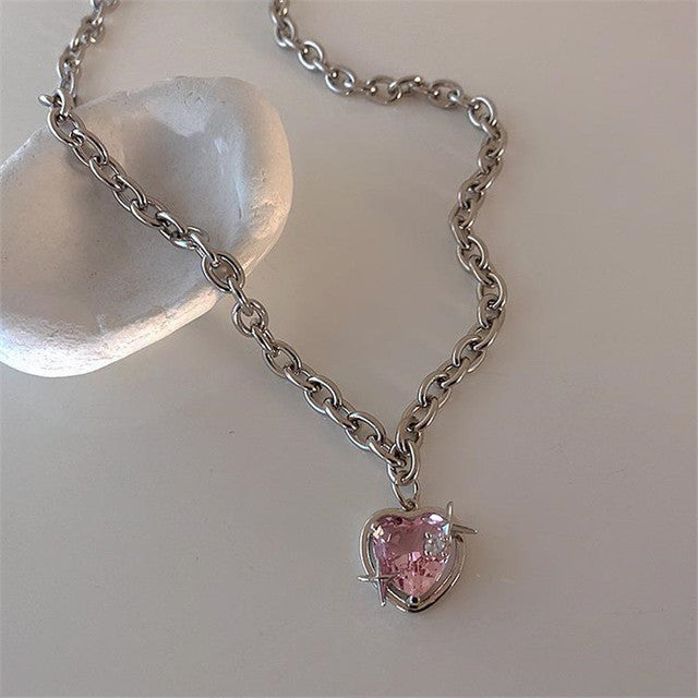 Elegant Heart Drop Necklace | Fashion Peach Heart Pendant-Heart Necklace-Nora Luxe