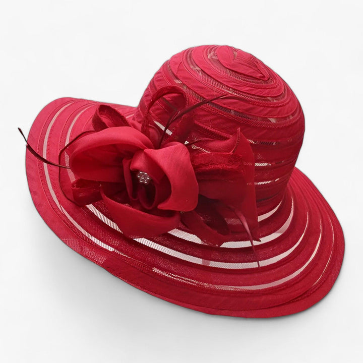 Elegant ladies' sun hat made of organza – Mirielle-Red-Nora Luxe