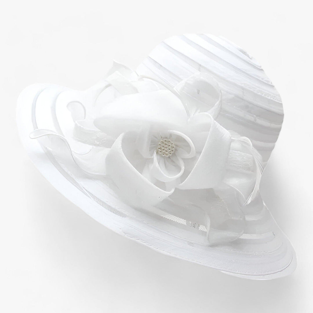 Elegant ladies' sun hat made of organza – Mirielle-White-Nora Luxe