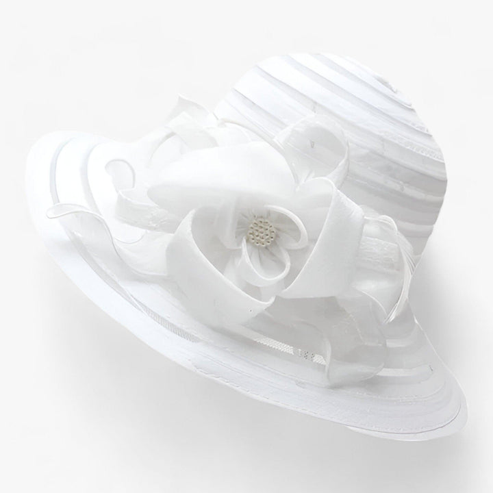 Elegant ladies' sun hat made of organza – Mirielle-White-Nora Luxe