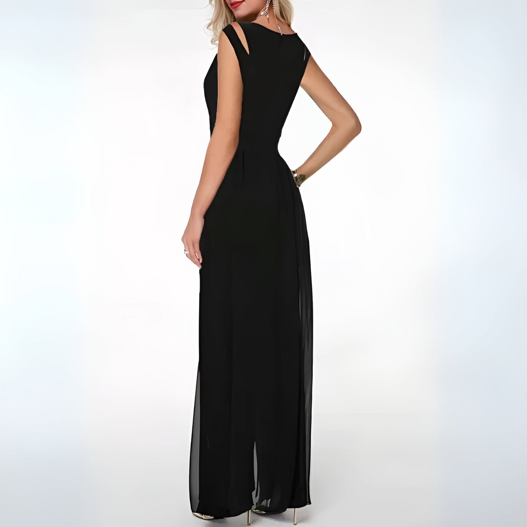 Elegant linen jumpsuit for ladies – Sofia-Black-S-Nora Luxe