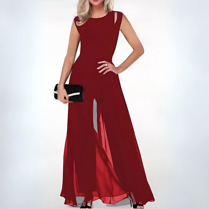Elegant linen jumpsuit for ladies – Sofia-Red-S-Nora Luxe