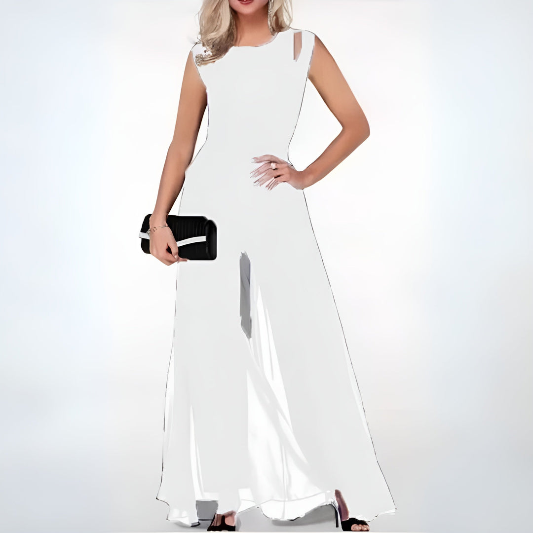 Elegant linen jumpsuit for ladies – Sofia-White-S-Nora Luxe