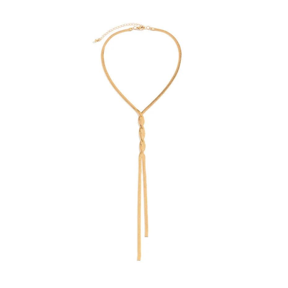 Elegant Long Chain Necklace | Classic Jewellery for Women-Flat Gold-Nora Luxe