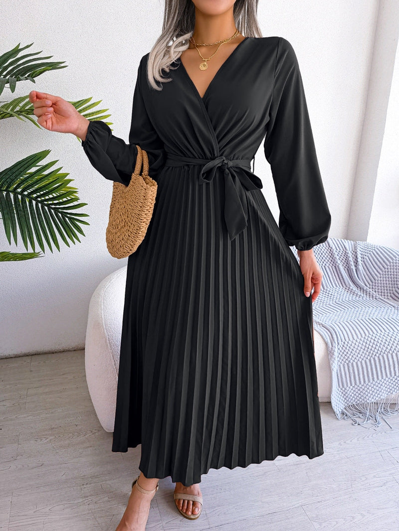 Elegant maxi dress with wrap look - Celina-Black-S-Nora Luxe