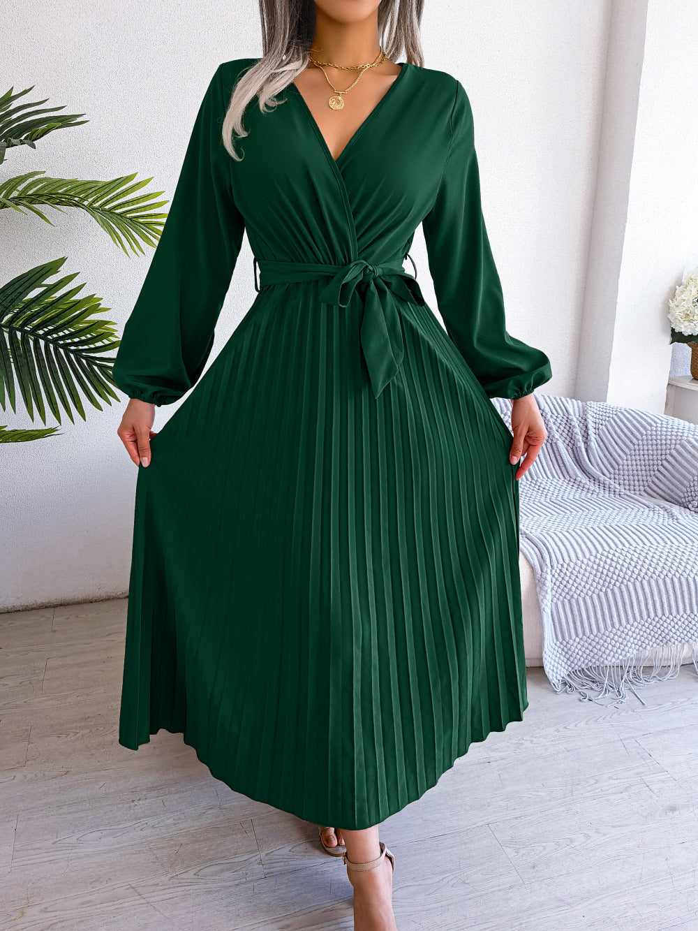 Elegant maxi dress with wrap look - Celina-Green-S-Nora Luxe