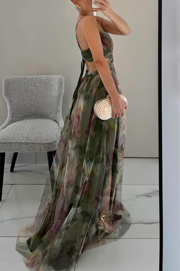 Elegant mesh maxi dress with a figure-hugging cut – Camille-Orange-S-Nora Luxe