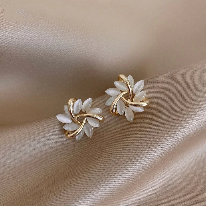Elegant Opal Petal Stud Earrings | Women's Jewellery-Nora Luxe