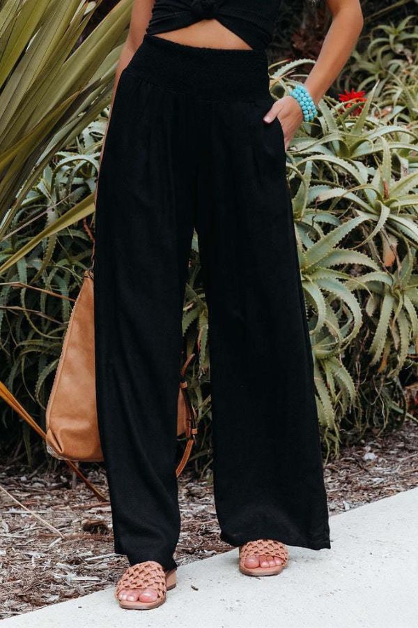 Elegant Palazzo Pants with Boho Flair – Yasmin-Black-S-Nora Luxe