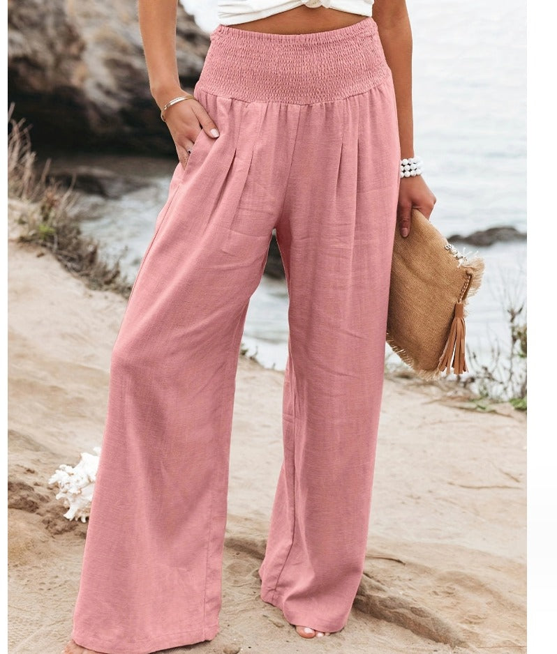 Elegant Palazzo Pants with Boho Flair – Yasmin-Pink-S-Nora Luxe