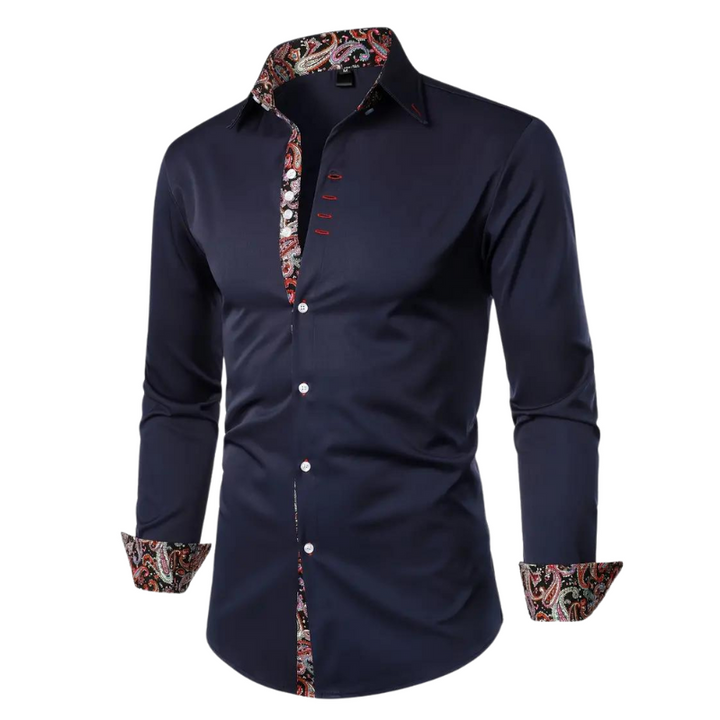 Elegant party shirt for men – Matteo-Dark blue-S-Nora Luxe
