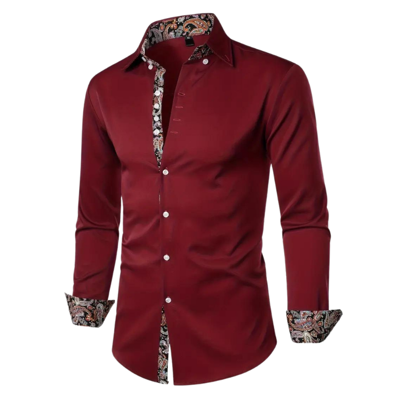 Elegant party shirt for men – Matteo-Wine red-S-Nora Luxe