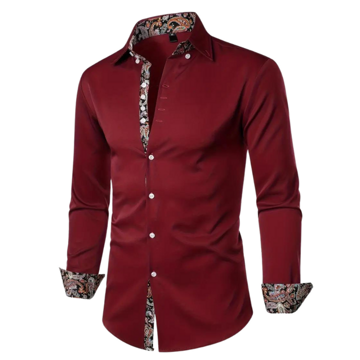 Elegant party shirt for men – Matteo-Wine red-S-Nora Luxe