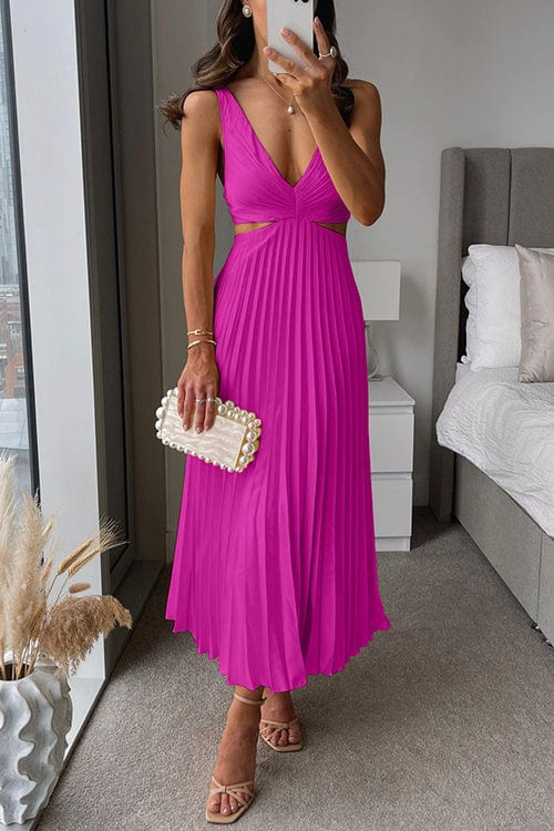 Elegant Pleated Dress with Figure-Flattering Fit – Emilie-Pink-S-Nora Luxe