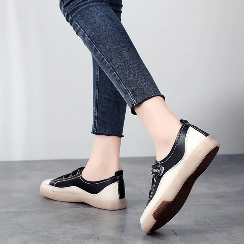 Elegant real leather sneakers for women – Beatrice-Black-3-Nora Luxe