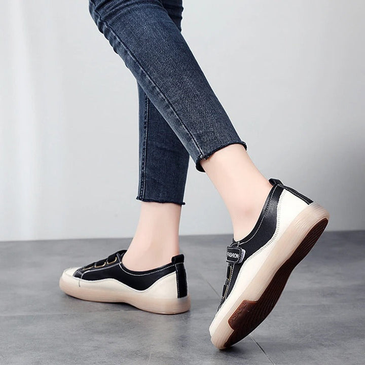 Elegant real leather sneakers for women – Beatrice-Black-3-Nora Luxe