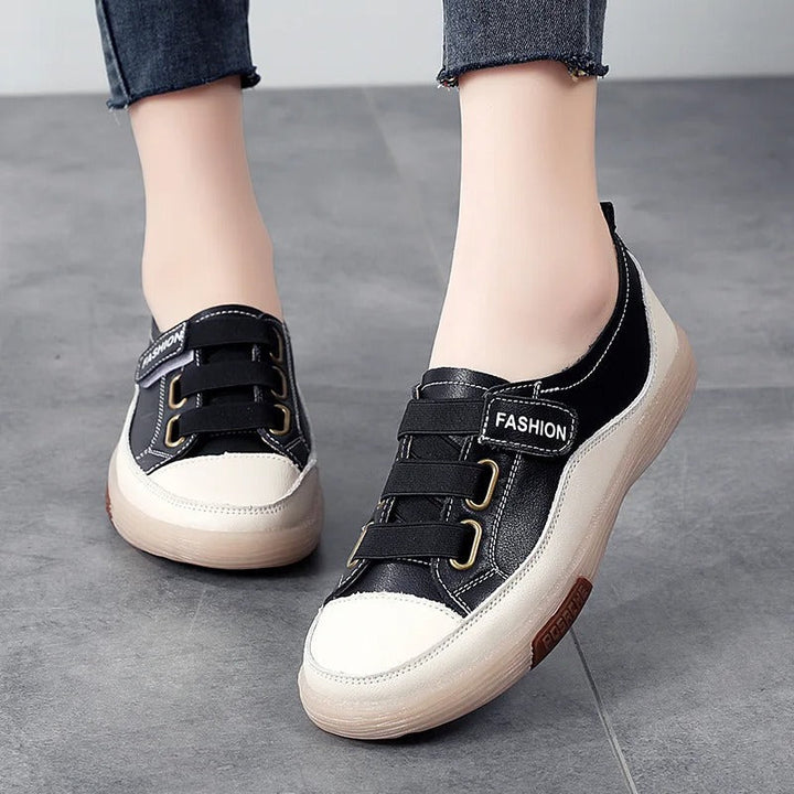 Elegant real leather sneakers for women – Beatrice-Black-3-Nora Luxe