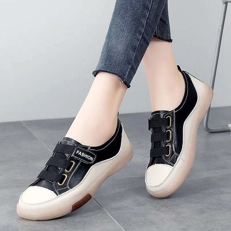 Elegant real leather sneakers for women – Beatrice-Black-3-Nora Luxe