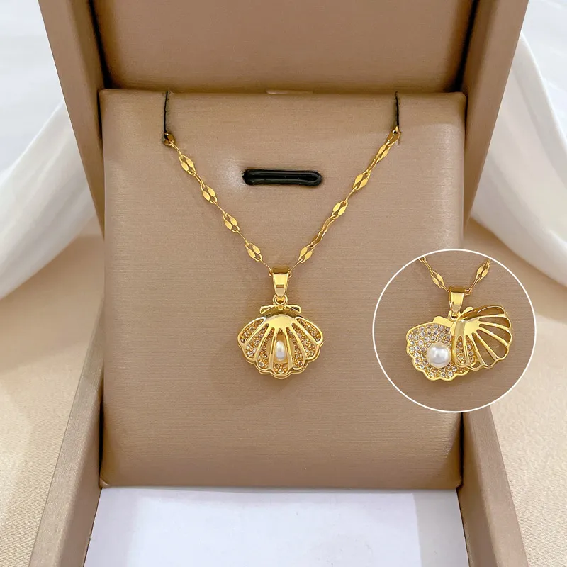 Elegant Shell Pearl Necklace-Nora Luxe