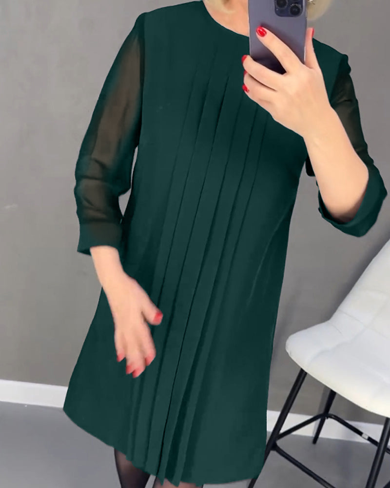 Elegant shift dress with mesh details – Gabrielle-Black-S-Nora Luxe