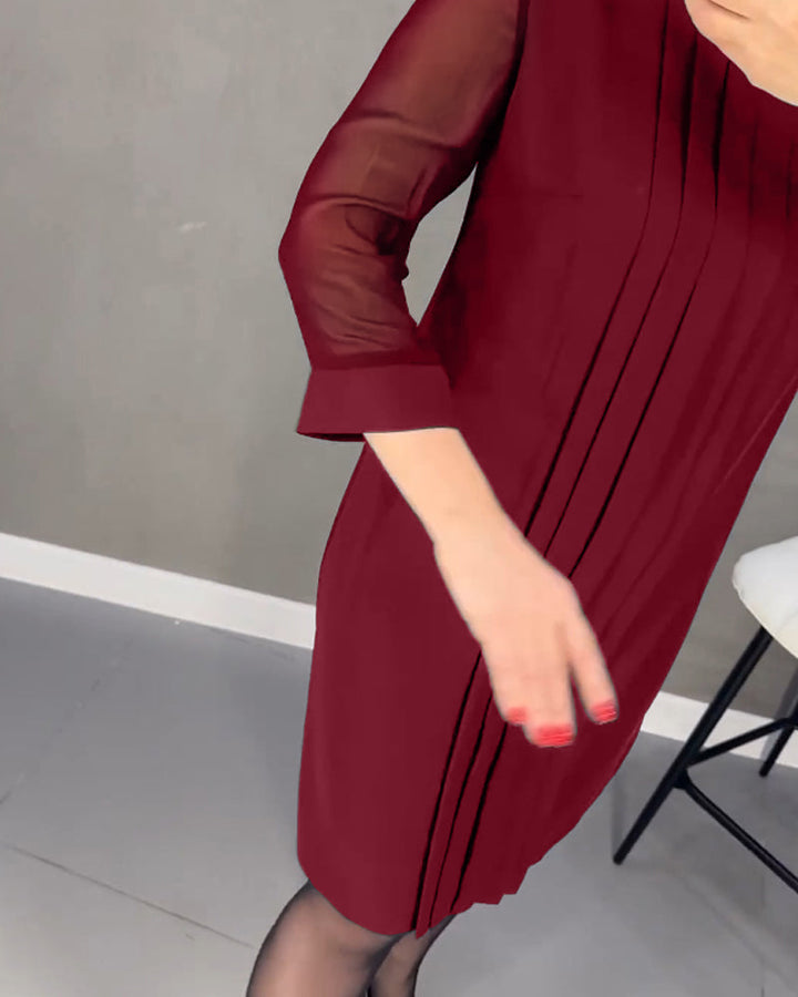 Elegant shift dress with mesh details – Gabrielle-Black-S-Nora Luxe