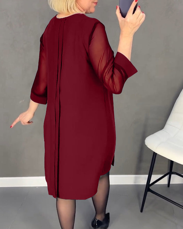 Elegant shift dress with mesh details – Gabrielle-Black-S-Nora Luxe