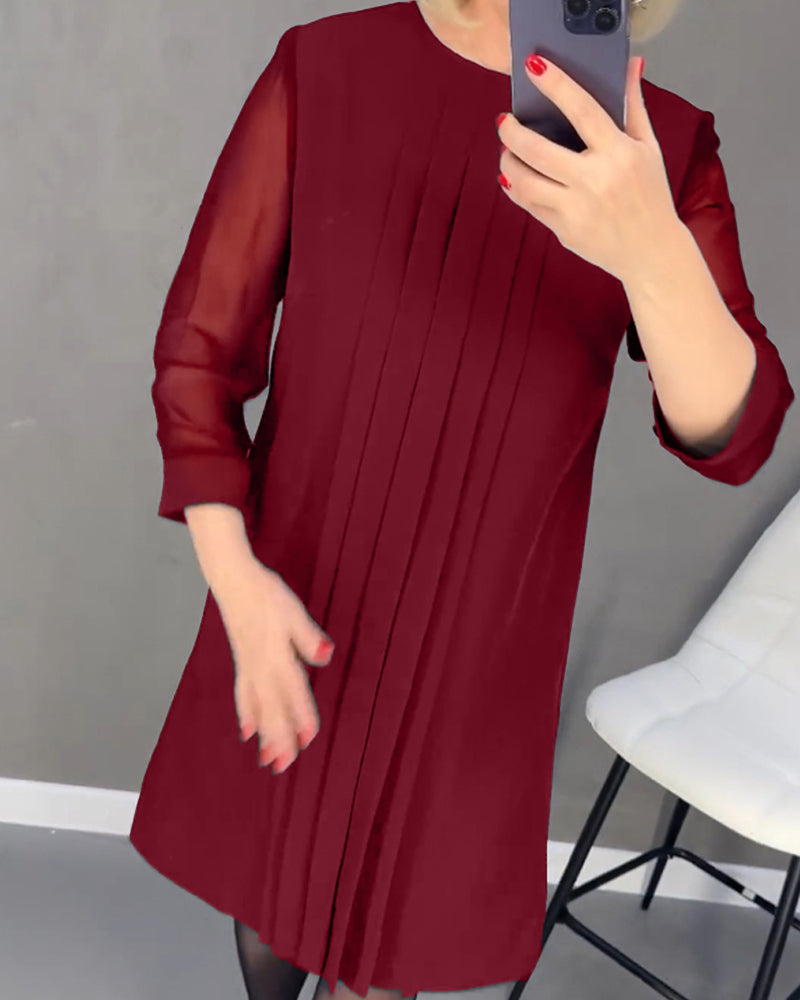 Elegant shift dress with mesh details – Gabrielle-Black-S-Nora Luxe