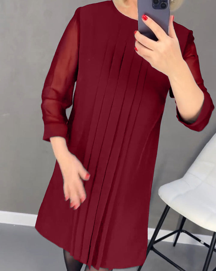 Elegant shift dress with mesh details – Gabrielle-Black-S-Nora Luxe