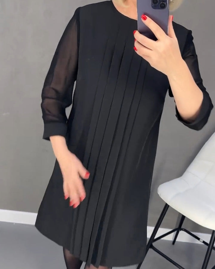 Elegant shift dress with mesh details – Gabrielle-Black-S-Nora Luxe