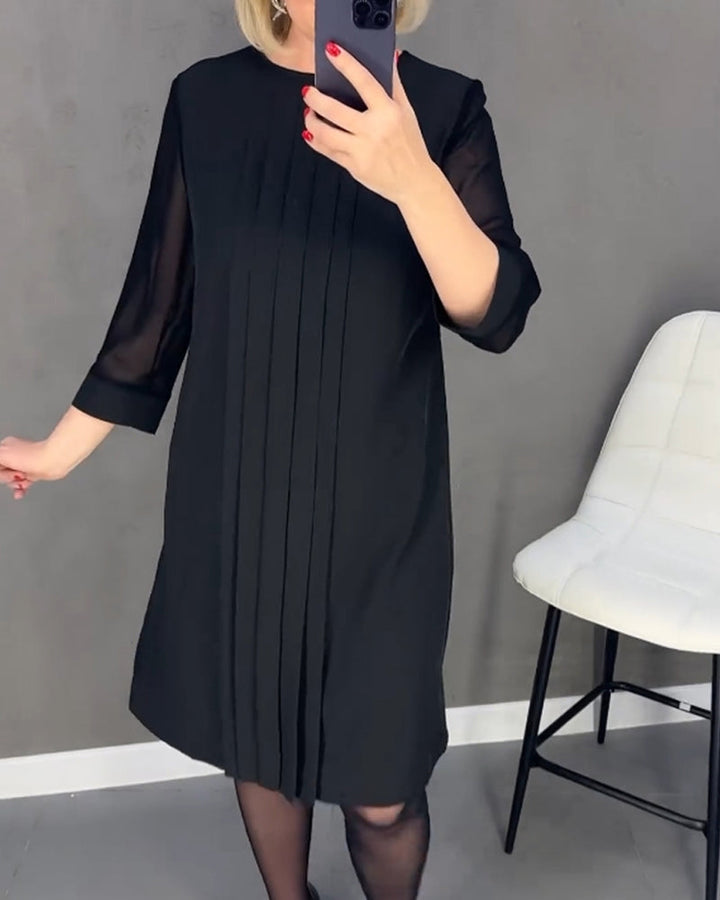 Elegant shift dress with mesh details – Gabrielle-Black-S-Nora Luxe