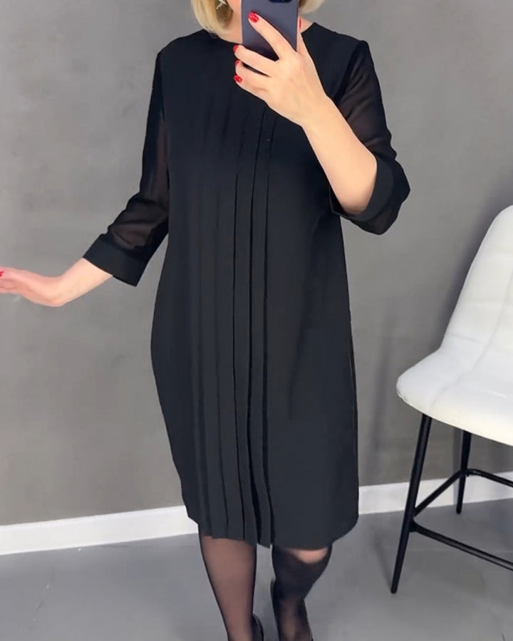 Elegant shift dress with mesh details – Gabrielle-Black-S-Nora Luxe