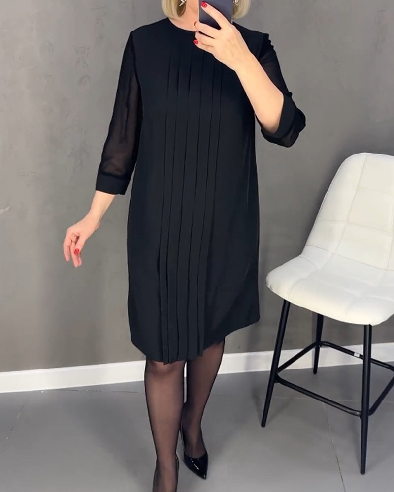 Elegant shift dress with mesh details – Gabrielle-Black-S-Nora Luxe