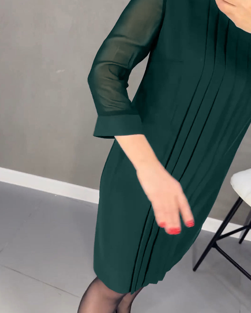 Elegant shift dress with mesh details – Gabrielle-Black-S-Nora Luxe
