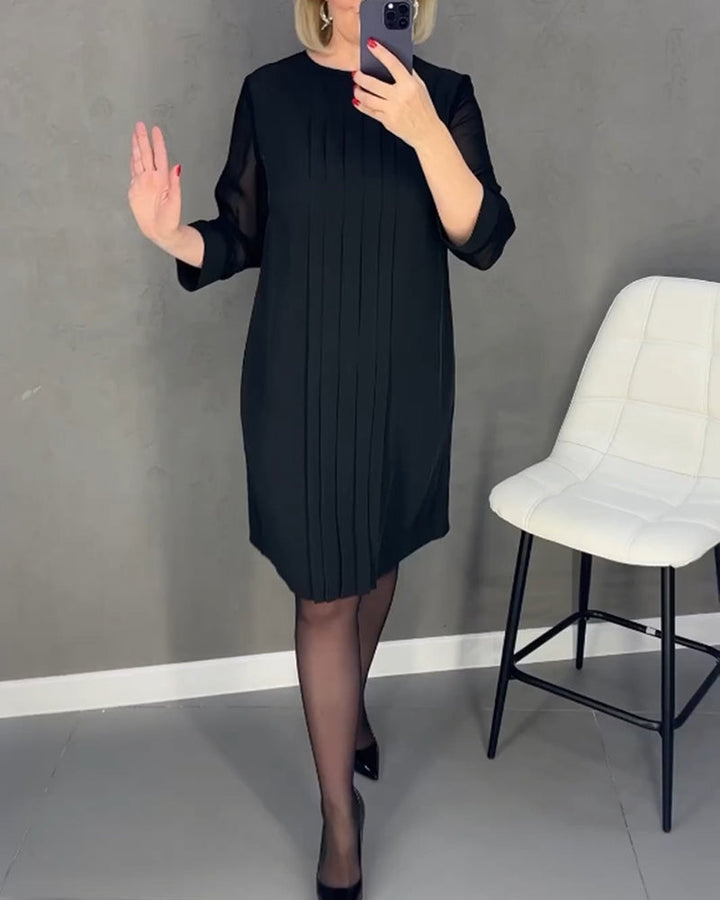 Elegant shift dress with mesh details – Gabrielle-Black-S-Nora Luxe