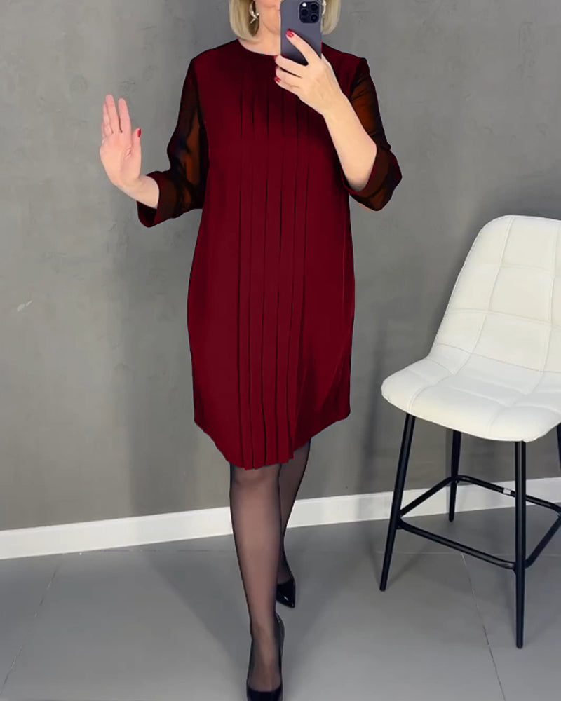 Elegant shift dress with mesh details – Gabrielle-Red-S-Nora Luxe