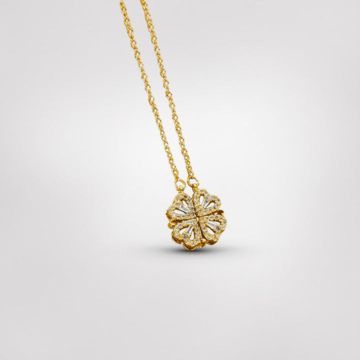 Elegant Silver Four-Leaf Clover Necklace | Good Luck Charm-Gold-Nora Luxe