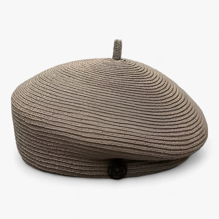 Elegant straw fedora hat for women – Élan-Gray-Nora Luxe