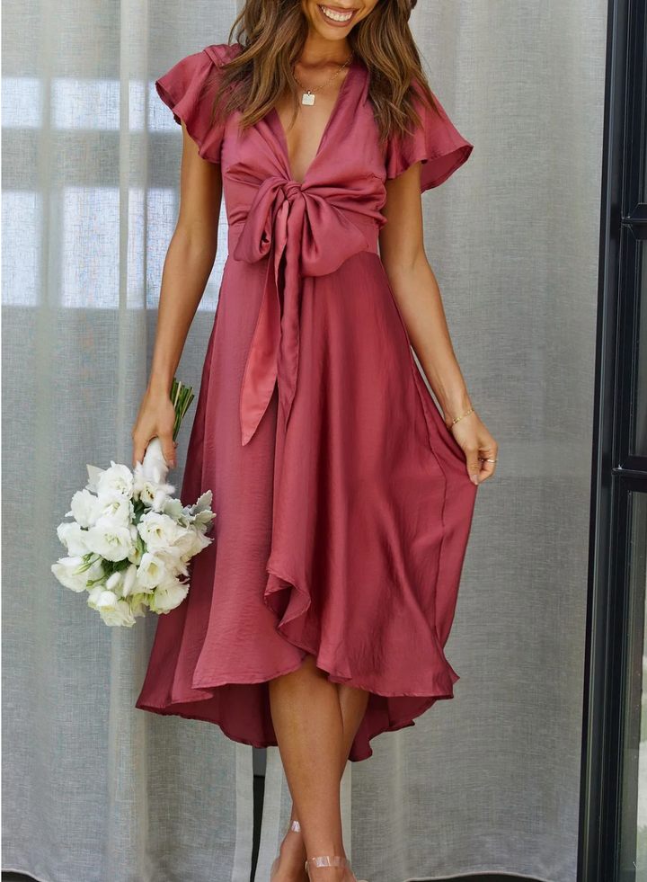 Elegant summer dress – Amira-Red-S-Nora Luxe