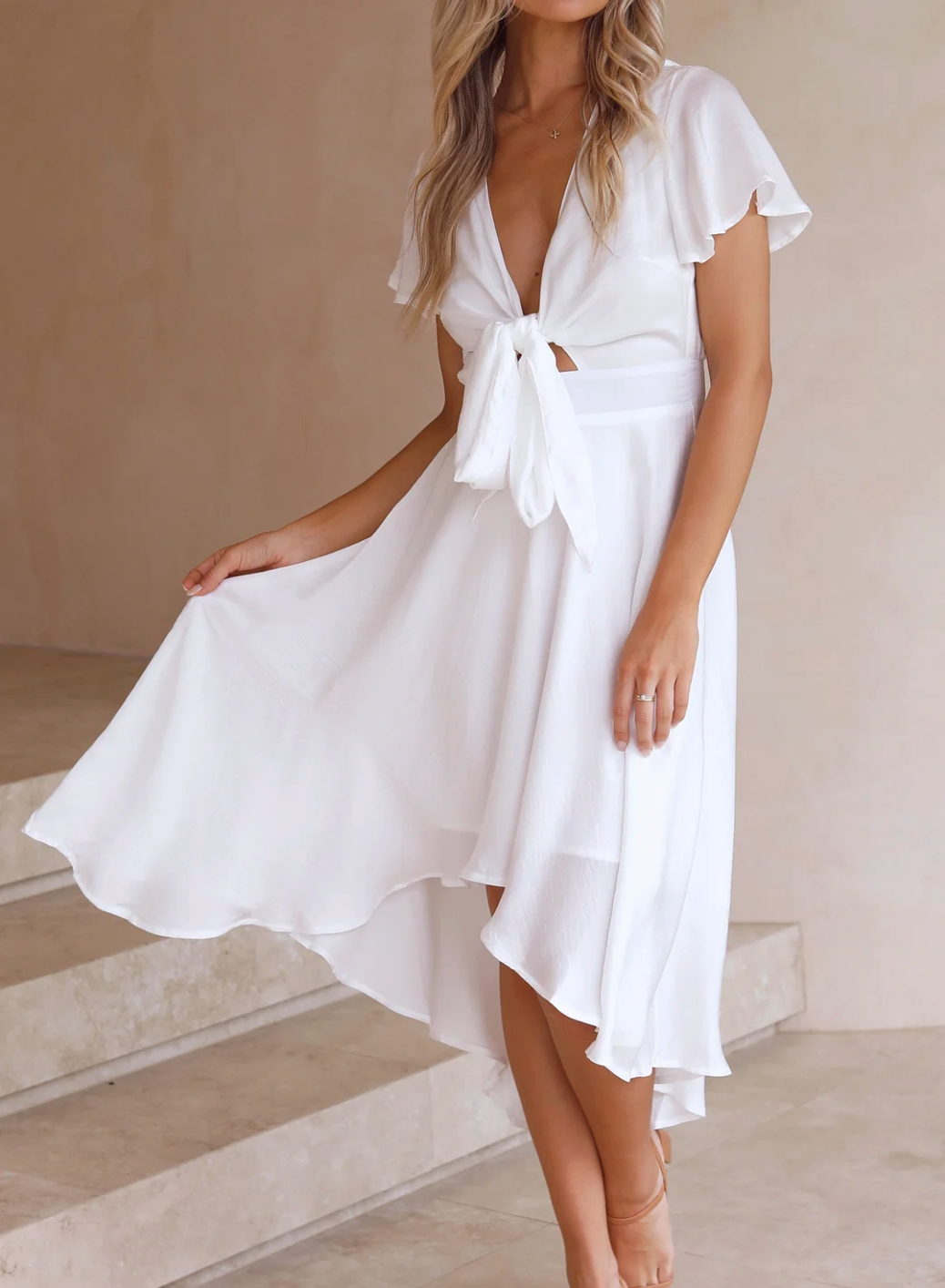 Elegant summer dress – Amira-White-S-Nora Luxe