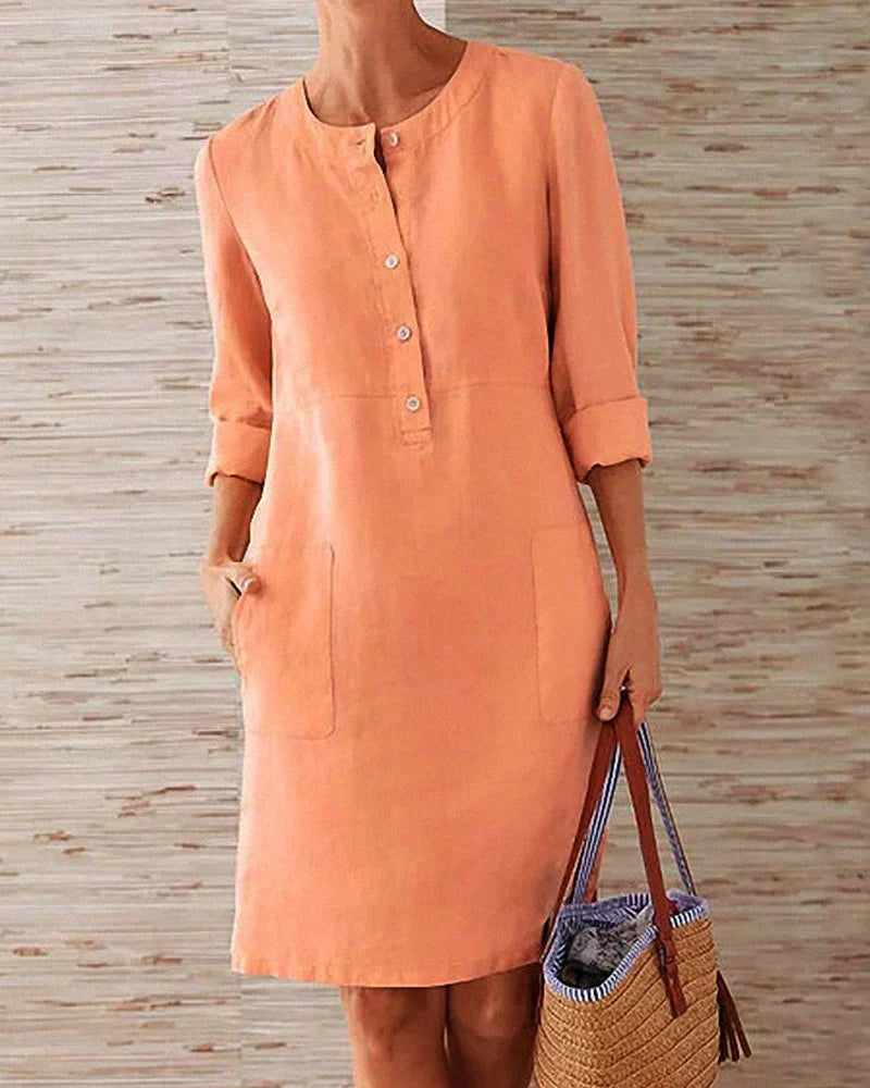 Elegant summer dress with button placket – Allegra-Red-S-Nora Luxe