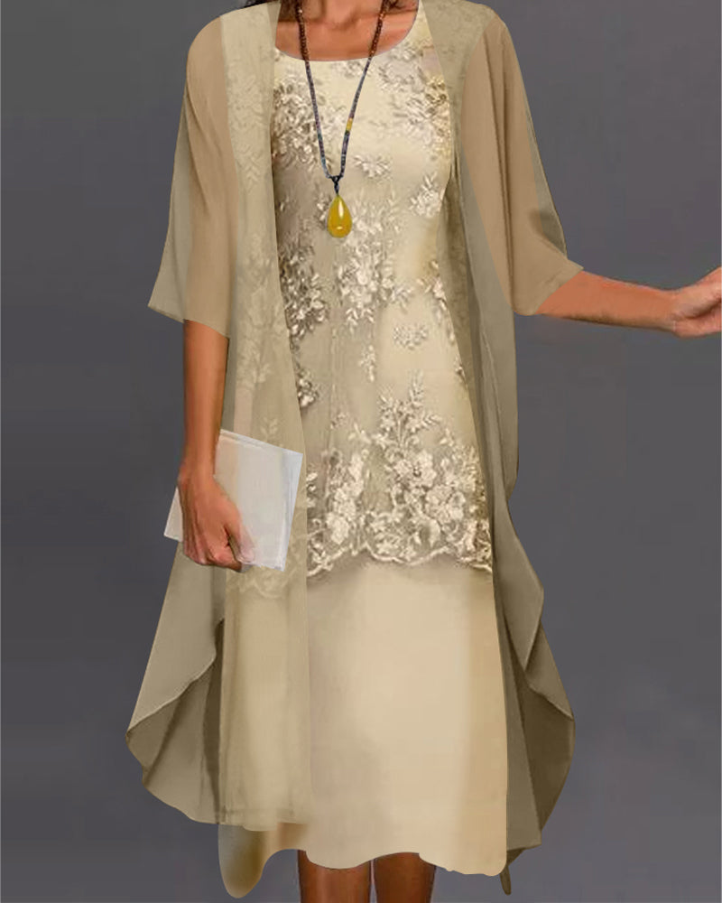 Elegant Two-Piece Chiffon Dress – Viviana-Yellow-S-Nora Luxe