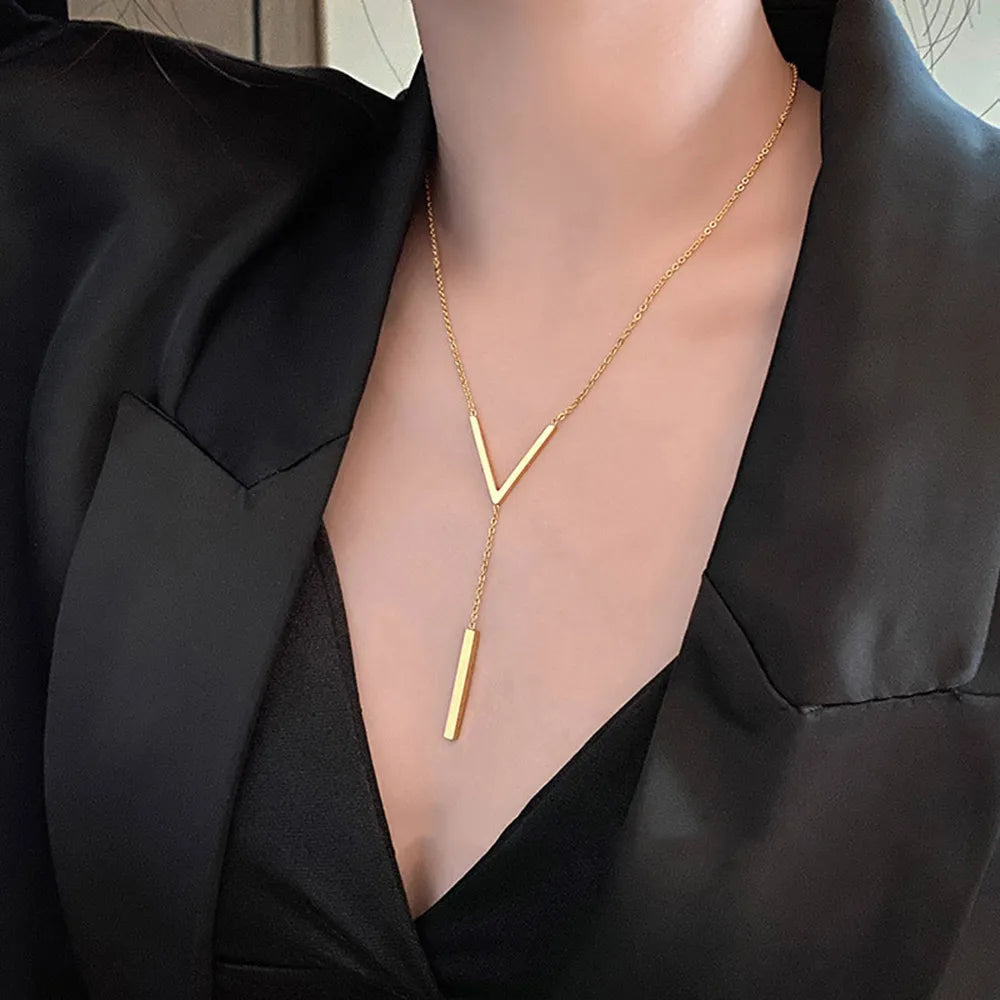 Elegant V-Shaped Gold Necklace | Timeless Style-Nora Luxe