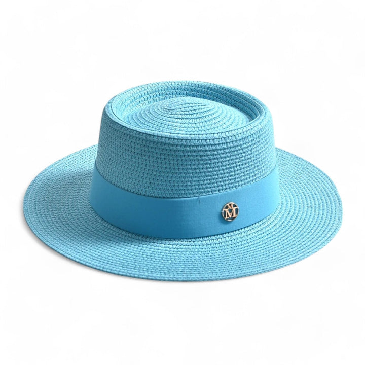 Elegant women's straw hat – Soleil-Light blue-Nora Luxe