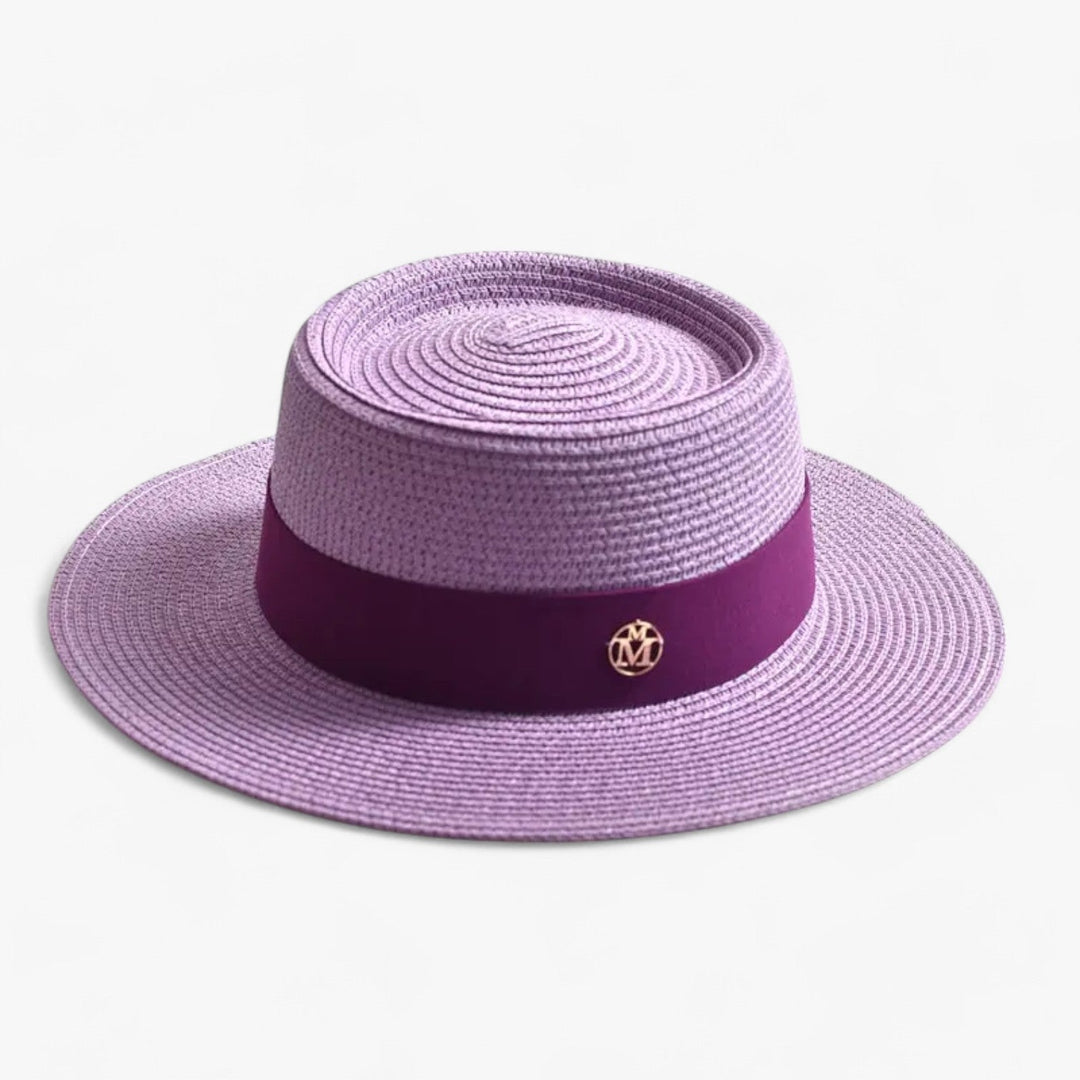 Elegant women's straw hat – Soleil-Purple-Nora Luxe