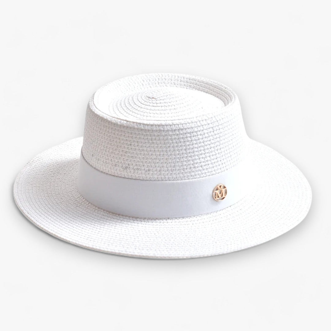 Elegant women's straw hat – Soleil-White-Nora Luxe