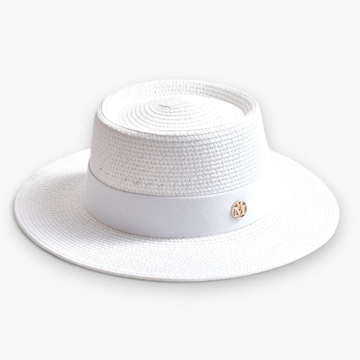 Elegant women's straw hat – Soleil-White-Nora Luxe